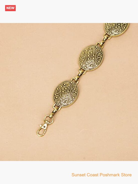 Metal Waist Chain Belt Retro Turquoise Stone Punk Western Concho main image 5